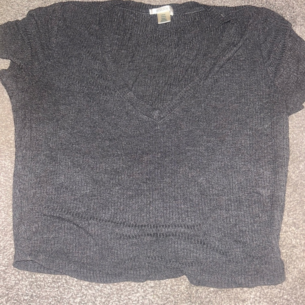 Bozzolo Gray V-Neck Crop Top